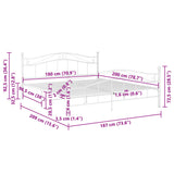 Bed Frame White Powder-coated metal Super King Durable 325004