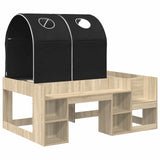 Bed with Tunnel 3 pcs Sonoma Oak and Black Engineered Wood 3423508