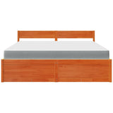 Bed with Drawers and Mattress Wax Brown 180x200 cm Super King Solid Wood Pine 3281891
