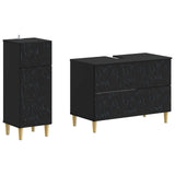 2 Piece Bathroom Cabinet Set DELFT Black Engineered Wood 3417703