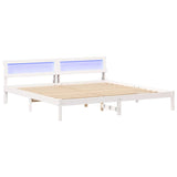 Bed Frame with Headboard White 200 x 200 cm Solid Pine Wood 3385746