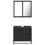 ZNTS 2 Piece Bathroom Furniture Set Black Engineered Wood 3300895