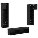 TV Wall Unit Wall-mounted 6 pcs Black Oak Engineered Wood 3402934
