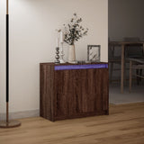 Sideboard with LED Brown Oak 72x34x61 cm Engineered Wood 852179