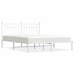 ZNTS Metal Bed Frame without Mattress with Headboard White 160x200cm 353589