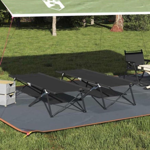 Folding Camping Bed 2 pcs Black 206 x 76 x 74 cm Oxford fabric 42003169