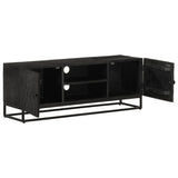 TV Cabinet Black 110x30x40 cm Solid Wood Mango and Iron 372007