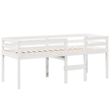 High Sleeper Bed without Mattress White 75x190 cm Small Single Solid Wood Pine 3282102