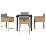 Garden Dining Set with Cushion 5 pcs Beige Poly Rattan 3380028