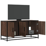 TV Cabinet Brown Oak 100x35x50 cm Engineered Wood and Metal 848833