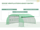 Polytunnel Greenhouse Walk-in Grow House Tent with Roll-up Sidewalls, Zipped Door and 6 Windows, T3398P325242