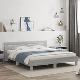 Bed Frame with LED without Mattress Grey Sonoma 200x200 cm 3207523