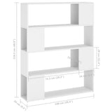 Book Cabinet Room Divider White 100x24x124 cm 809188