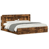 Headboard Cabinet with Storage Smoked Oak 215 x 18.5 x 100 cm 8001305