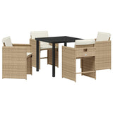 Garden Dining Set 5 pcs Beige Poly Rattan 3380701