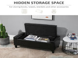 PU Leather Storage Ottoman Bench Storage Chest Tufted Ottoman Cube w/ Flipping Top 92L x 40W x 40H T3398P328175