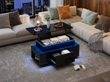 Lift-Top Coffee Table, Highgloss Centre Table with 1 drawers & LED lights, Hidden storage space, N605P388254B