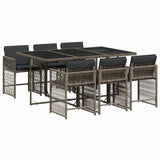 7 Piece Garden Dining Set with Cushions Grey Poly Rattan 3211628
