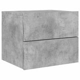 Wall-mounted Bedside Cabinet with LED Lights Concrete Gery 836818