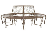 Tree Bench 8-Seater 160 x 89 cm Steel Antique Brown Round 42029533