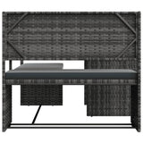 Garden Sofa with Table and Cushions L-Shaped Grey Poly Rattan 362348