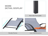 3 Pieces Lounge Chair Set Metal Frame Garden Outdoor Recliner Sunbathing Chair with Table, Light T3398P314692