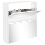 Shoe Cabinet with Mirror 2-Layer High Gloss White 63x17x67 cm 342631