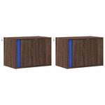 ZNTS Wall-mounted Bedside Cabinets with LED Lights 2 pcs Brown Oak 852102