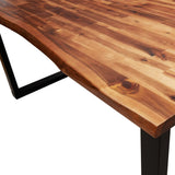 ZNTS Dining Table with Live Edge 160x80x75 cm Solid Wood Acacia 353290