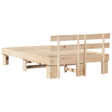 Bed Frame with Headboard Natural 140 x 190 cm Solid Pine Wood 872446