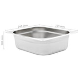 Gastronorm Containers 4 pcs GN 1/2 100 mm Stainless Steel 50888