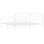 ZNTS Metal Bed Frame with Headboard and Footboard White 200x200 cm 373961