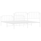 ZNTS Metal Bed Frame with Headboard and Footboard White 200x200 cm 373961