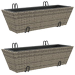 ZNTS Planters with hooks 2 pcs Grey Poly Rattan 366403