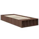 Bed Frame with Shelf Brown Oak 90 x 190 cm Engineered Wood 3408409