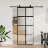 Sliding Door with Hardware Set Black 90x205 cm Tempered Glass 3375833