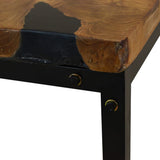 Coffee Table Black and Brown Real teak with black resin, Steel 244552