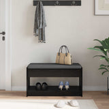 Hall Bench Black Oak 83 x 38 x 45 cm Engineered Wood and Fabric 891577