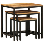 ZNTS Nesting Side Tables 3 pcs Solid Rough Wood Mango 376042