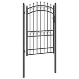 Fence Gate with Spikes Grey 200 x 100 cm Powder-coated steel 42008991