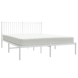 Metal Bed Frame without Mattress with Headboard White 160x200cm 350934