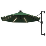 Wall-mounted Garden Parasol with LEDs 300 cm Green 312523