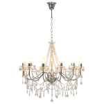 Chandelier with Beads Silver 12 x E14 Bulbs 281610