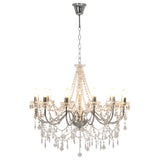 Chandelier with Beads Silver 12 x E14 Bulbs 281610