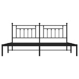 Bed Frame Black Powder-Coated Steel Double Bed Frame 353543