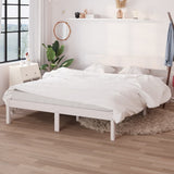 Bed Frame without Mattress White Solid Wood Pine Double 810123