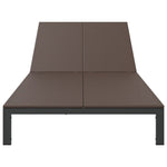 ZNTS Sunbed with Cushions and Wheels 2-Person Brown Poly Rattan 42004132