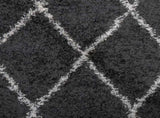 Shaggy Rug PAMPLONA High Pile Modern Black and Cream 120x120 cm 375409