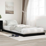 Floor Bed Frame Black Oak 100 x 200 cm Engineered Wood 893549