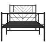 ZNTS Metal Bed Frame without Mattress with Footboard Black 90x200cm 372190